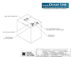 19 gallon marine fuel tank vertical rectangular Moeller FOLT1998-2M