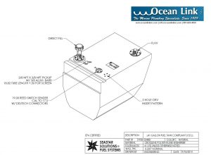 41 gallon marine fuel tank Moeller custom shape FT001534BD with direct fill cap