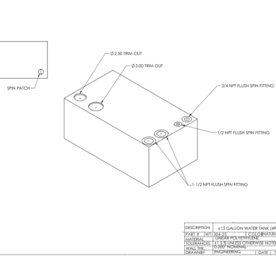 CAD drawing of water tank